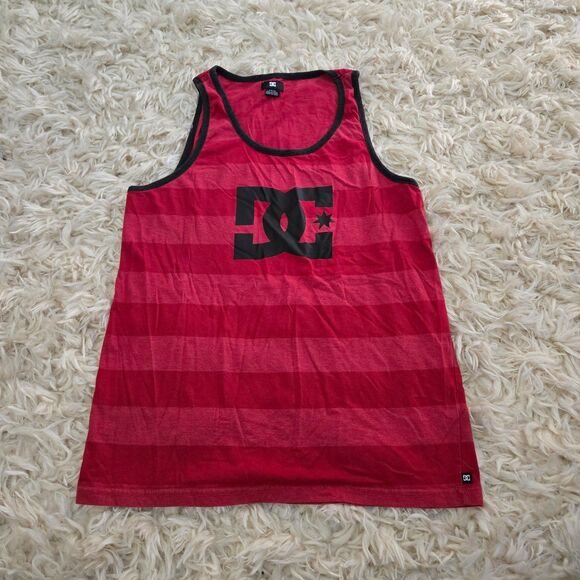 DC Mens Red Striped Tank Top Size Small - Picture 1 of 4